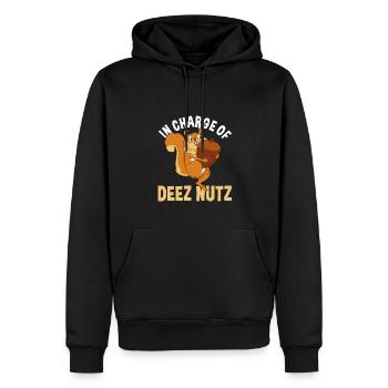 Idée cadeau écureuil drôle - Sweat à capuche Premium bio Homme - noir - Devant - Nico (187cm)