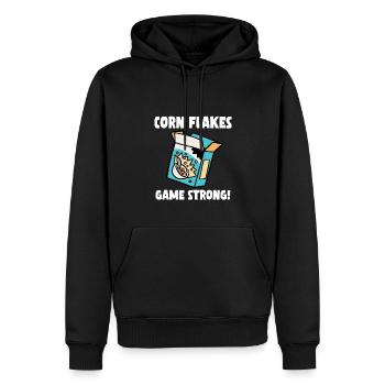 Corn Flakes Game Strong - Männer Premium Bio Hoodie - Schwarz - Vorne - Nico (187cm)