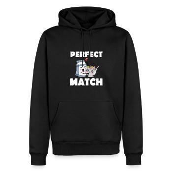 avec du lait et des céréales - Sweat à capuche Premium bio Homme - noir - Devant - Nico (187cm)