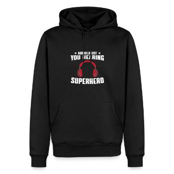 Audiologiste - Sweat à capuche Premium bio Homme - noir - Devant - Nico (187cm)