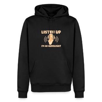 Drôle d’audiologiste T-shirt - Sweat à capuche Premium bio Homme - noir - Devant - Nico (187cm)