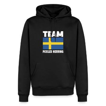 Hareng mariné drapeau suédois - Sweat à capuche Premium bio Homme - noir - Devant - Nico (187cm)