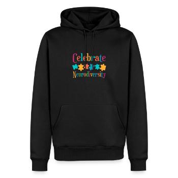 Célébrez la neurodiversité - Sweat à capuche Premium bio Homme - noir - Devant - Nico (187cm)