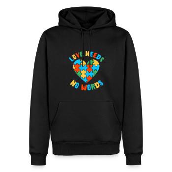 Autismus – Liebe Braucht Keine Worte - Männer Premium Bio Hoodie - Schwarz - Vorne - Nico (187cm)