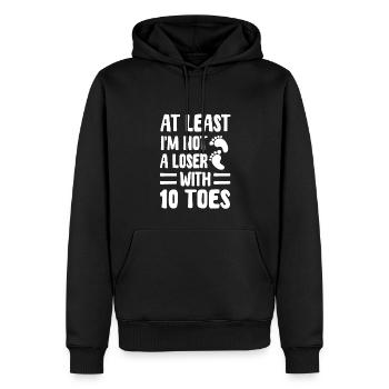 Soins de l’amputation d’un orteil - Sweat à capuche Premium bio Homme - noir - Devant - Nico (187cm)