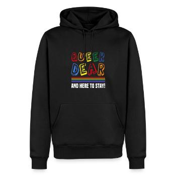 Queer cher et là pour rester - Sweat à capuche Premium bio Homme - noir - Devant - Nico (187cm)