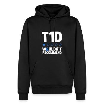 Humour drôle de diabète de type 1 - Sweat à capuche Premium bio Homme - noir - Devant - Nico (187cm)