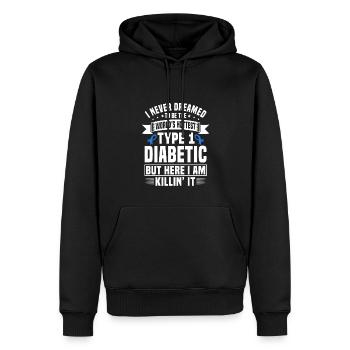 Lustiges Typ-1-Diabetiker T-Shirt - Männer Premium Bio Hoodie - Schwarz - Vorne - Nico (187cm)