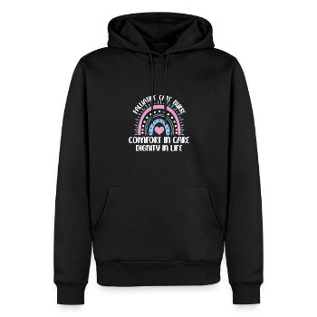 Grand dicton sur les soins palliatifs - Sweat à capuche Premium bio Homme - noir - Devant - Nico (187cm)