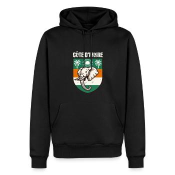 Karte Mit Der Flagge Der Elfenbeinküste, - Männer Premium Bio Hoodie - Schwarz - Vorne - Nico (187cm)