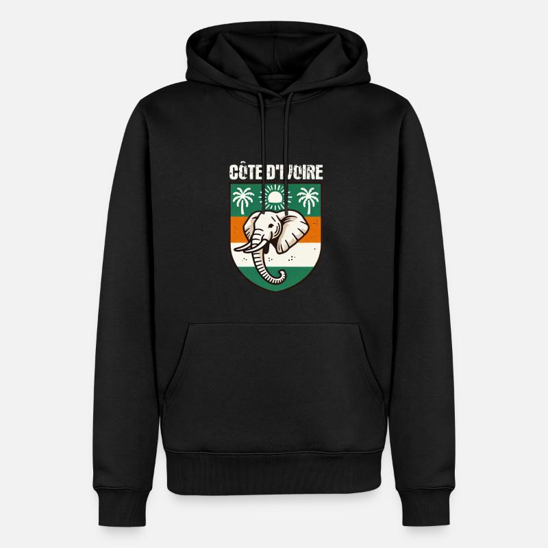 Carte avec le drapeau de la Côte d’Ivoire, - Sweat à capuche Premium bio Homme - noir