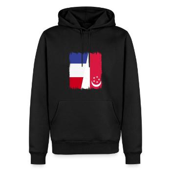 Singapour, France - Sweat à capuche Premium bio Homme - noir - Devant - Nico (187cm)