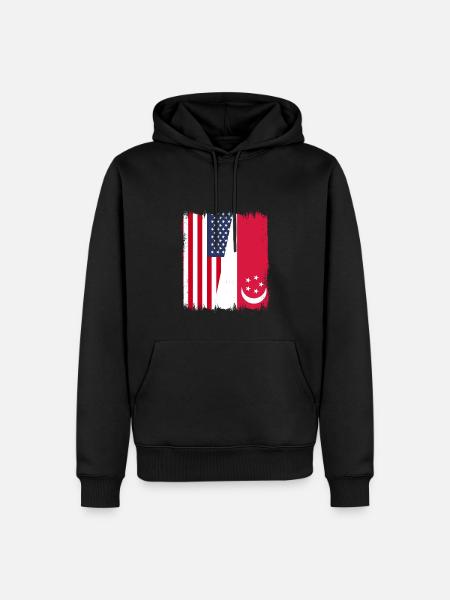 Drapeau américain de Singapour - Sweat à capuche Premium bio Homme - noir