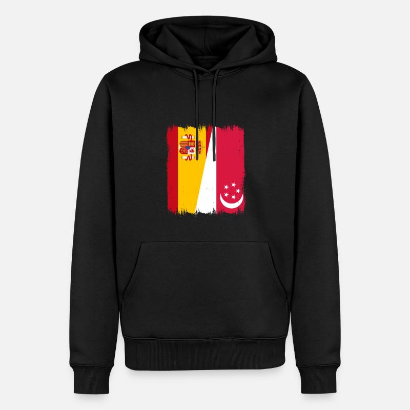 Espagne Drapeau de Singapour - Sweat à capuche Premium bio Homme - noir