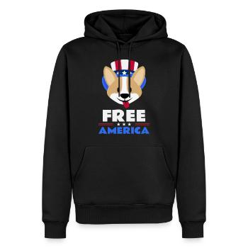 Free America - Chien - Sweat à capuche Premium bio Homme - noir - Devant - Nico (187cm)