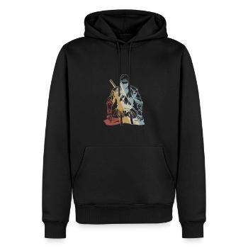 Ninja Retro Style Vintage - Männer Premium Bio Hoodie - Schwarz - Vorne - Nico (187cm)