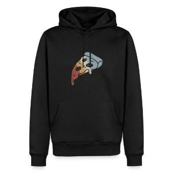 Pizza Stück Retro Style Vintage - Männer Premium Bio Hoodie - Schwarz - Vorne - Nico (187cm)