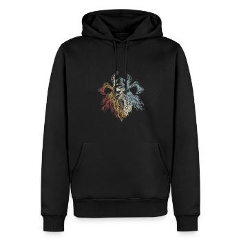 Viking Skull Retro Style Vintage - Sweat à capuche Premium bio Homme - noir - Devant - Nico (187cm)