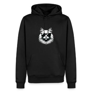 Lässige Katze im Sommer - Männer Premium Bio Hoodie - Schwarz - Vorne - Nico (187cm)
