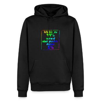Ich bin zu 99% normal, aber puuhhh dieses 1% - Männer Premium Bio Hoodie - Schwarz - Vorne - Nico (187cm)