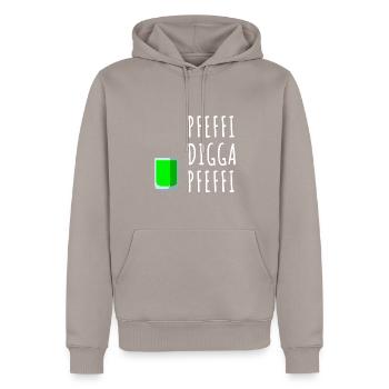 Pfefferminz Likör Pfeffi Vatertag Sauf - Männer Premium Bio Hoodie - Taupe - Vorne - Nico (187cm)