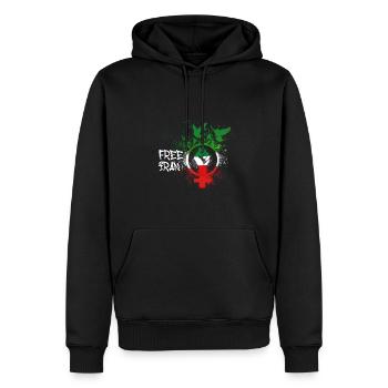 femme vie liberté, oiseaux,iran,drapeau,iran libre - Sweat à capuche Premium bio Homme - noir - Devant - Nico (187cm)