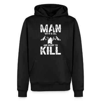 Conception de chasseur de coyote pour la chasse au coyote - Sweat à capuche Premium bio Homme - noir - Devant - Nico (187cm)