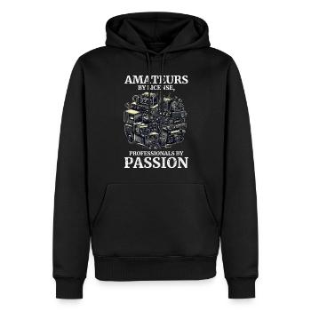 Amateurs amateurs passionnés de radio amateur vintage par licence - Sweat à capuche Premium bio Homme - noir - Devant - Nico (187cm)