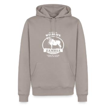Zambie - Gnous - Sweat à capuche Premium bio Homme - taupe - Devant - Nico (187cm)