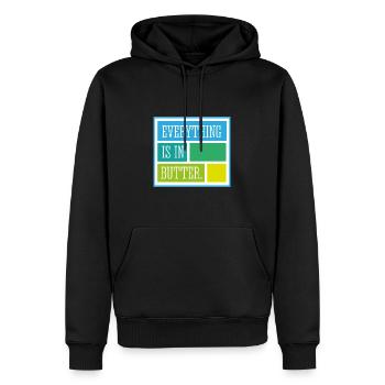 Butter - Männer Premium Bio Hoodie - Schwarz - Vorne - Nico (187cm)