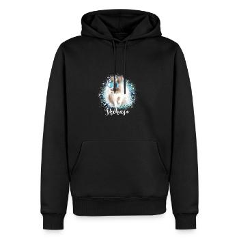 skihase ,blau,skifahren,ski,hase,schnee - Männer Premium Bio Hoodie - Schwarz - Vorne - Nico (187cm)