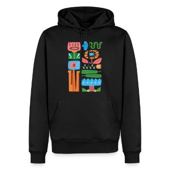 Retro Floral - Men’s Premium Organic Hoodie - black - Front - Nico (187cm)