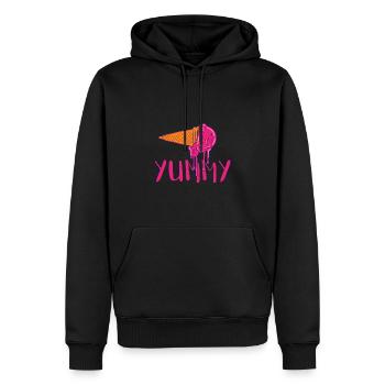 Yummy | lecker | Eis | Sommer | Eis essen - Männer Premium Bio Hoodie - Schwarz - Vorne - Nico (187cm)