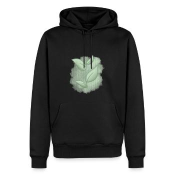 sommerlich frisch, grüne Blätter - Männer Premium Bio Hoodie - Schwarz - Vorne - Nico (187cm)