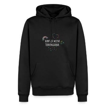 Bunt ist meine Lieblingsfarbe, bunt, Regenbogen - Männer Premium Bio Hoodie - Schwarz - Vorne - Nico (187cm)