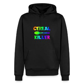 Cerie| tueur de céréales Muesli | Céréales | Petit-déjeuner | Ge - Sweat à capuche Premium bio Homme - noir - Devant - Nico (187cm)