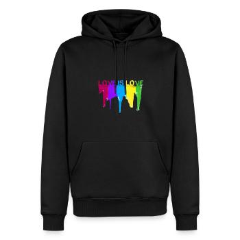 l’amour est l’amourl’amour est l’amour, la couleur, LGBT, l’arc-en-ciel, b - Sweat à capuche Premium bio Homme - noir - Devant - Nico (187cm)