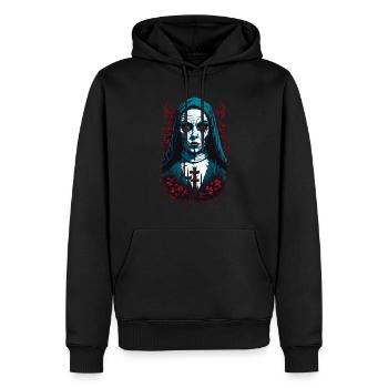 Horror Nonne Halloween Grusel Creepy - Männer Premium Bio Hoodie - Schwarz - Vorne - Nico (187cm)