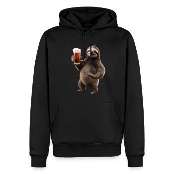 Faultier Bier - Männer Premium Bio Hoodie - Schwarz - Vorne - Nico (187cm)