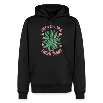 Grüne Bohnen - Männer Premium Bio Hoodie - Schwarz - Vorne - Nico (187cm)