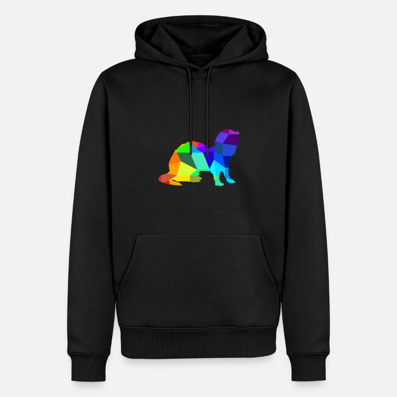 Frettchen Regenbogen Tiere Polygon - Männer Premium Bio Hoodie - Schwarz