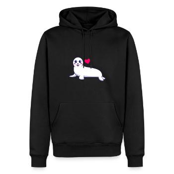 Seehund Robben Baby als Geschenk für Kids - Männer Premium Bio Hoodie - Schwarz - Vorne - Nico (187cm)