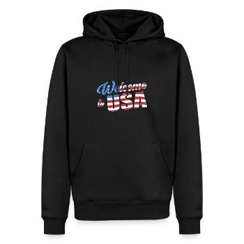 Bienvenue aux États-Unis - Sweat à capuche Premium bio Homme - noir - Devant - Nico (187cm)