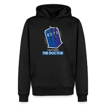 I just need the doctor - Sweat à capuche Premium bio Homme - noir - Devant - Nico (187cm)
