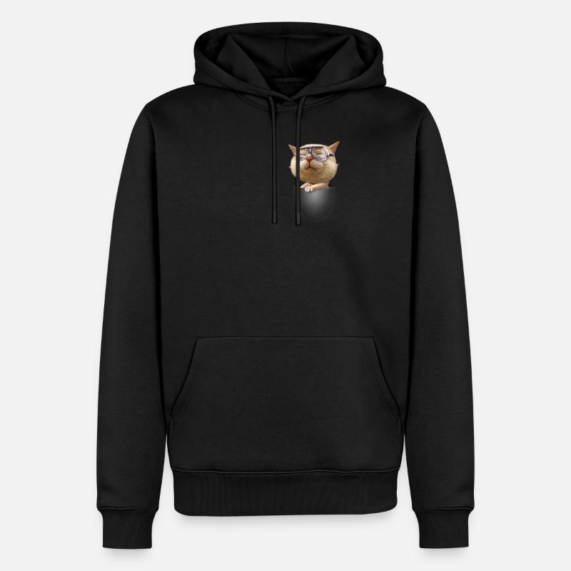 LUNETTE DE POCHE CHAT - Sweat à capuche Premium bio Homme - noir
