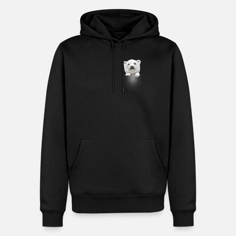 OURS POLAIRE DE POCHE - Sweat à capuche Premium bio Homme - noir