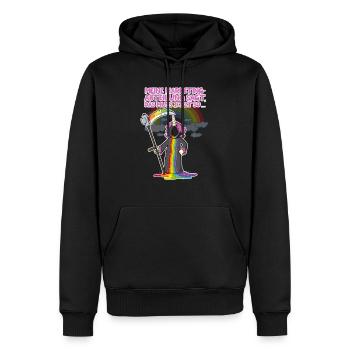 Einhorn Marketing - Männer Premium Bio Hoodie - Schwarz - Vorne - Nico (187cm)