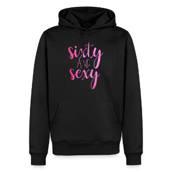 60. Geburtstag: Sixty And Sexy - Männer Premium Bio Hoodie - Schwarz - Vorne - Nico (187cm)