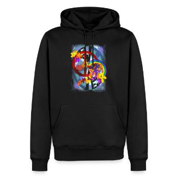 FLOWER POWER abstrakt - Männer Premium Bio Hoodie - Schwarz - Vorne - Nico (187cm)
