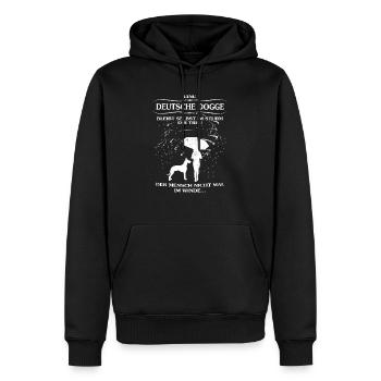 Frauen-Hundeshirt mit Deutsche Dogge - Männer Premium Bio Hoodie - Schwarz - Vorne - Nico (187cm)